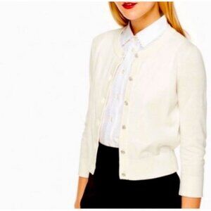 Kate Spade Afton Jeweled Button Down Wool Cardigan Ivory Off White Size Large